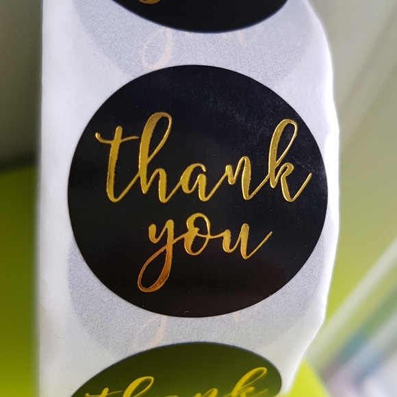 3/25$ 200 pcs Black & Gold Thank You Stickers 1" Inch - Picture 10 of 13
